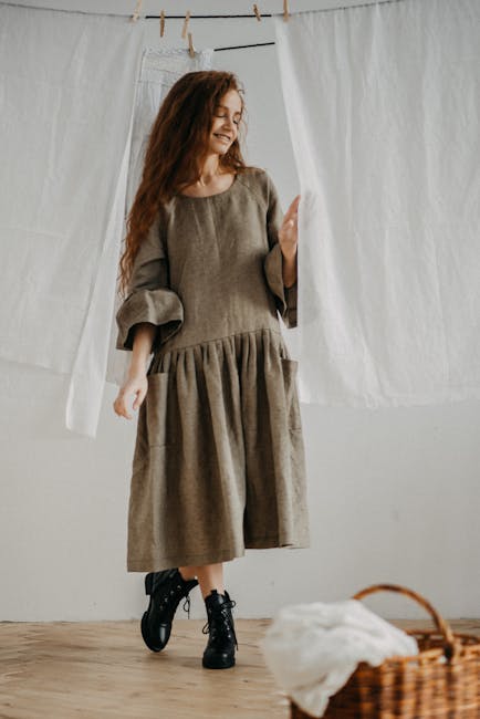 Ankle Linen Wrap Dress